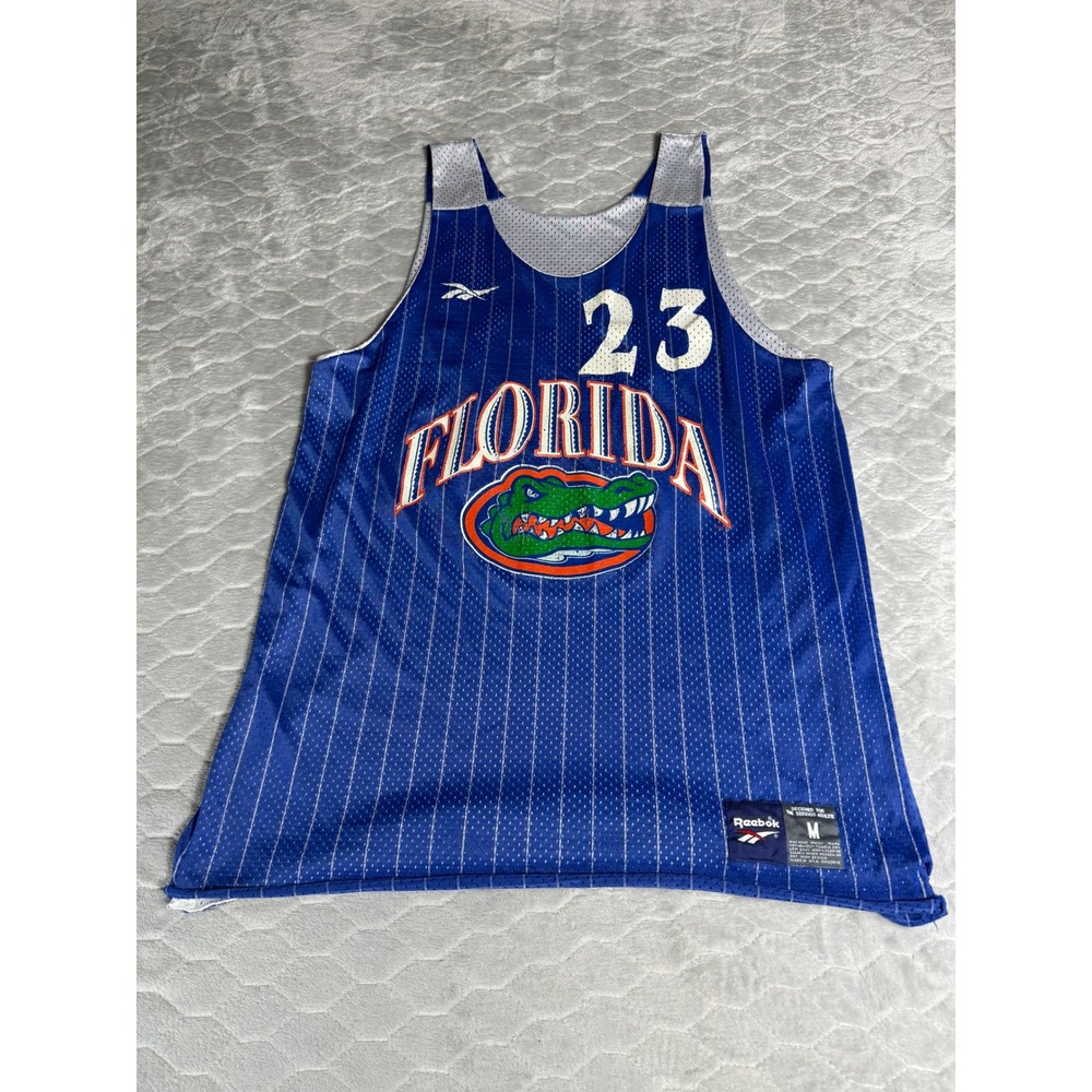 Vintage Reebok Florida Gators Reversible Jersey Blue White Pinstripe Mens M USA